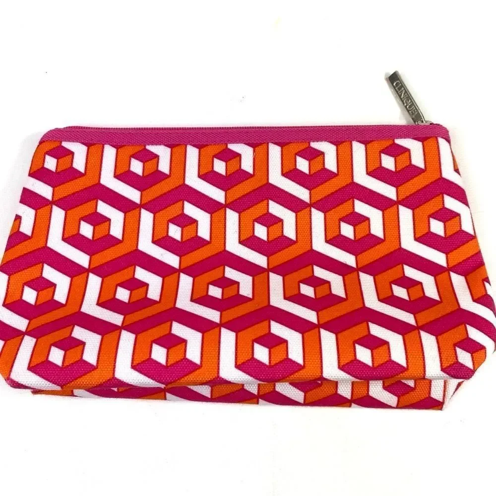 Jonathan Adler Clinique cos bag pink & orange cosmetics bag - Picture 2 of 9